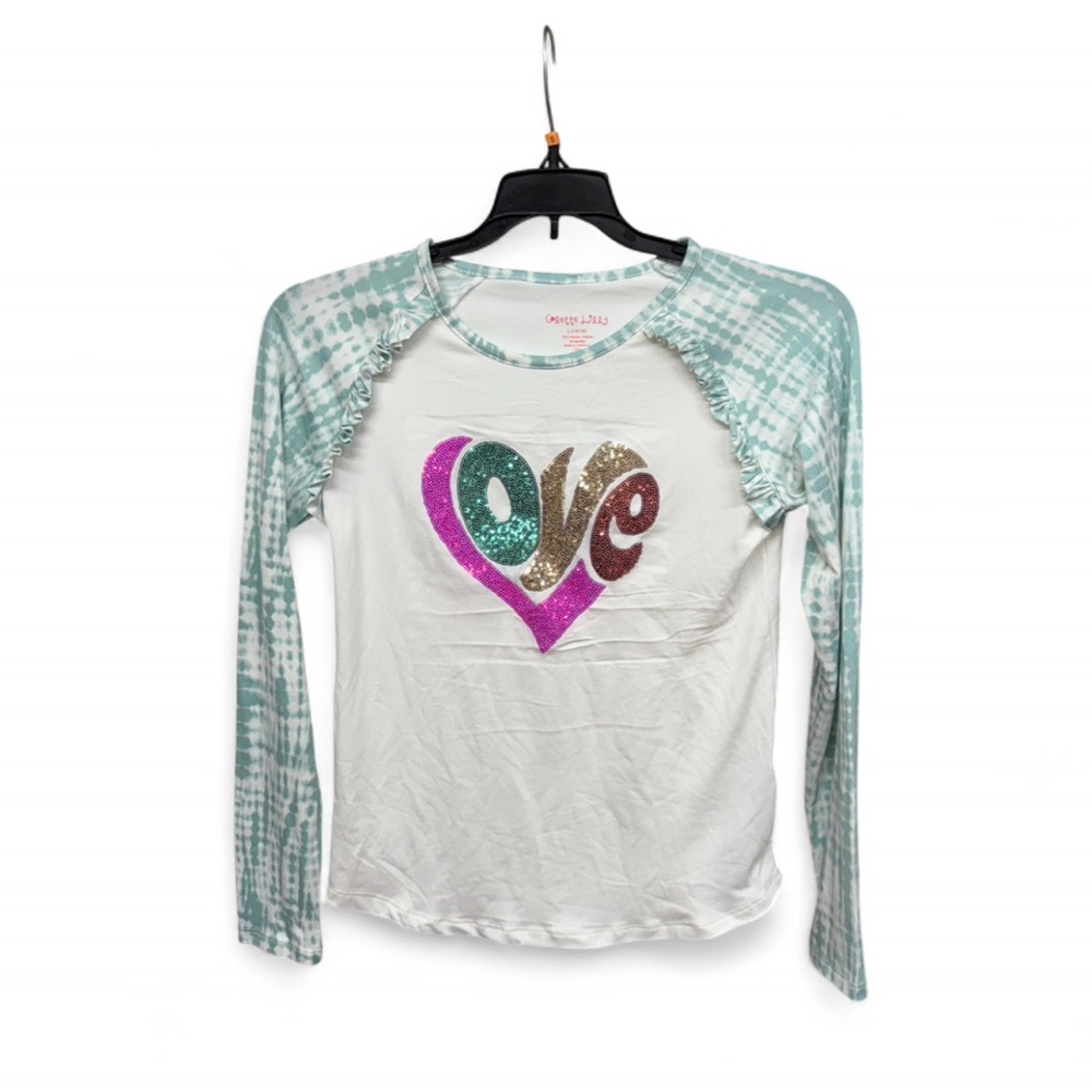 Colette Lilly Long Sleeve Shirt with Love Graphic - White and Green